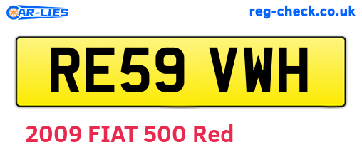 RE59VWH are the vehicle registration plates.