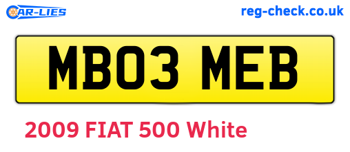 MB03MEB are the vehicle registration plates.