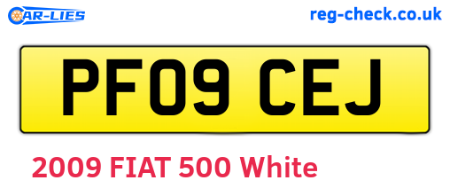 PF09CEJ are the vehicle registration plates.