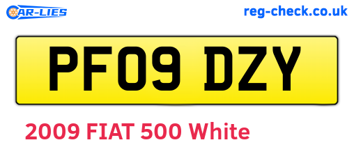 PF09DZY are the vehicle registration plates.