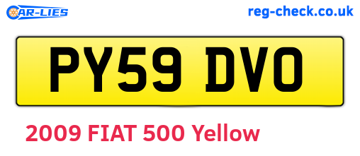 PY59DVO are the vehicle registration plates.