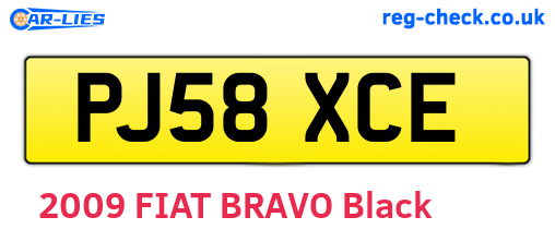 PJ58XCE are the vehicle registration plates.