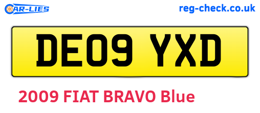 DE09YXD are the vehicle registration plates.