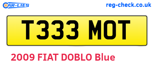 T333MOT are the vehicle registration plates.
