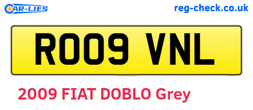 RO09VNL are the vehicle registration plates.