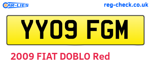 YY09FGM are the vehicle registration plates.