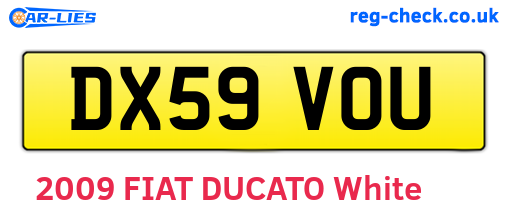 DX59VOU are the vehicle registration plates.