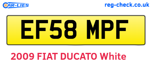 EF58MPF are the vehicle registration plates.