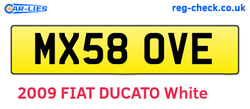 MX58OVE are the vehicle registration plates.