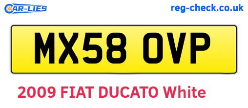 MX58OVP are the vehicle registration plates.