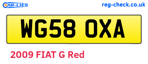 WG58OXA are the vehicle registration plates.