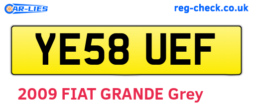 YE58UEF are the vehicle registration plates.