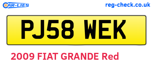 PJ58WEK are the vehicle registration plates.