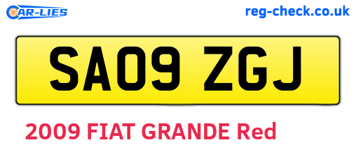 SA09ZGJ are the vehicle registration plates.