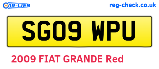 SG09WPU are the vehicle registration plates.