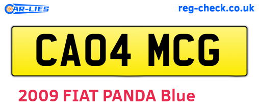 CA04MCG are the vehicle registration plates.