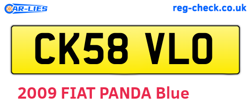 CK58VLO are the vehicle registration plates.