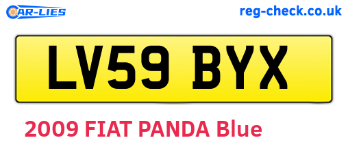 LV59BYX are the vehicle registration plates.