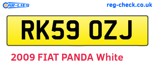 RK59OZJ are the vehicle registration plates.