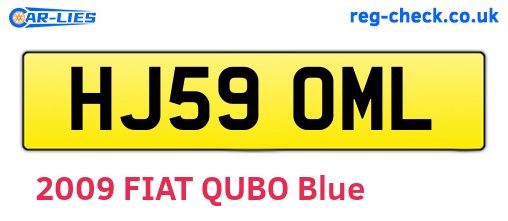 HJ59OML are the vehicle registration plates.