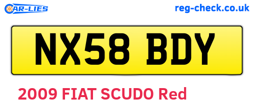 NX58BDY are the vehicle registration plates.