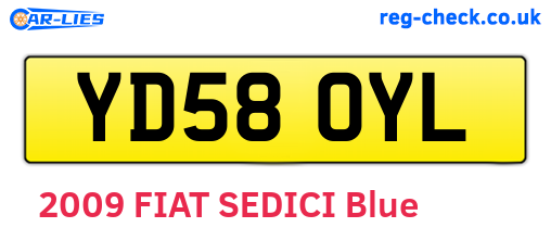 YD58OYL are the vehicle registration plates.