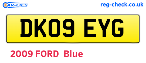 DK09EYG are the vehicle registration plates.