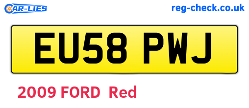 EU58PWJ are the vehicle registration plates.