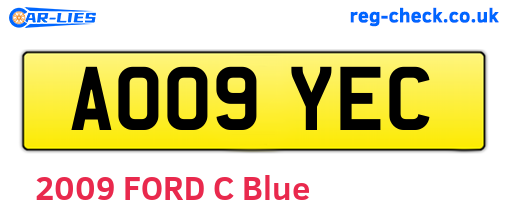 AO09YEC are the vehicle registration plates.