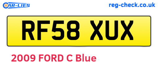 RF58XUX are the vehicle registration plates.
