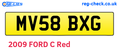 MV58BXG are the vehicle registration plates.