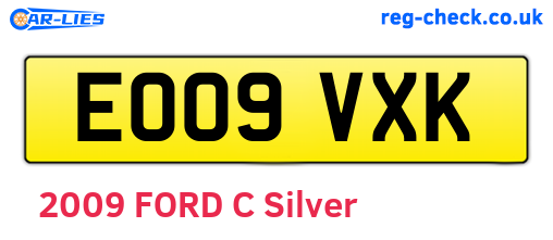 EO09VXK are the vehicle registration plates.