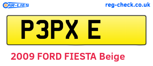 P3PXE are the vehicle registration plates.