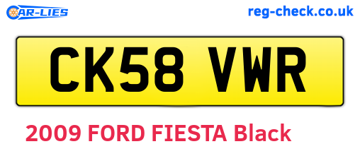 CK58VWR are the vehicle registration plates.
