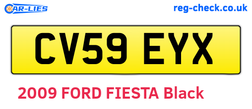 CV59EYX are the vehicle registration plates.