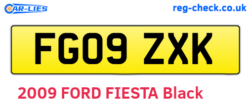 FG09ZXK are the vehicle registration plates.