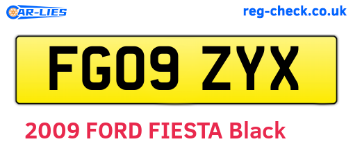 FG09ZYX are the vehicle registration plates.