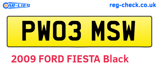 PW03MSW are the vehicle registration plates.