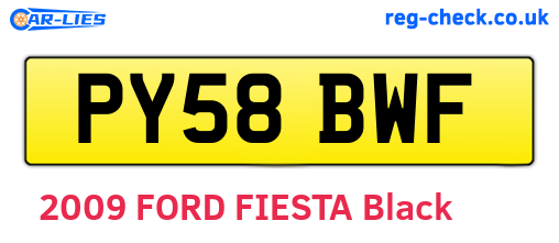 PY58BWF are the vehicle registration plates.