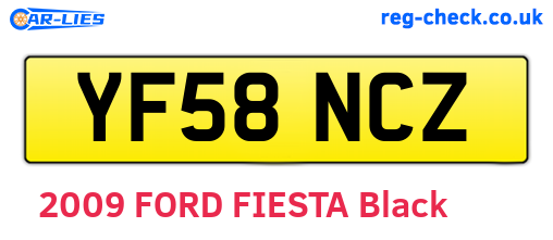 YF58NCZ are the vehicle registration plates.