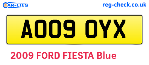 AO09OYX are the vehicle registration plates.