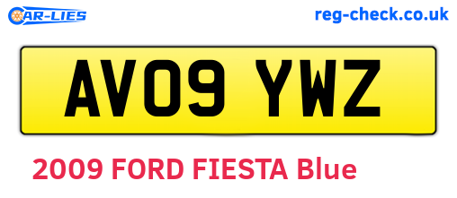 AV09YWZ are the vehicle registration plates.