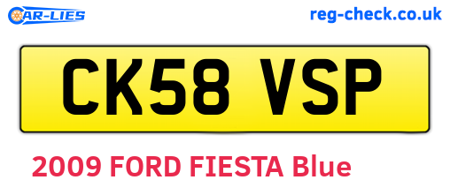 CK58VSP are the vehicle registration plates.