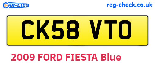 CK58VTO are the vehicle registration plates.