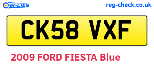 CK58VXF are the vehicle registration plates.