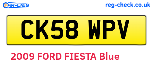 CK58WPV are the vehicle registration plates.