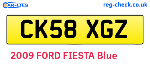 CK58XGZ are the vehicle registration plates.