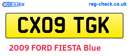CX09TGK are the vehicle registration plates.