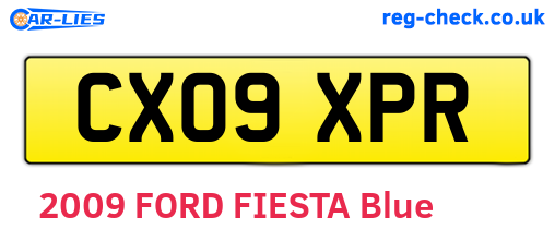 CX09XPR are the vehicle registration plates.
