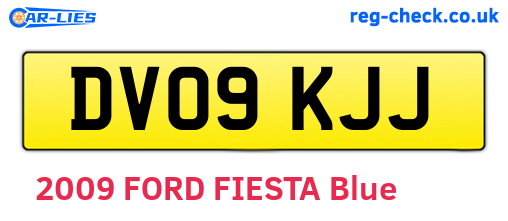 DV09KJJ are the vehicle registration plates.